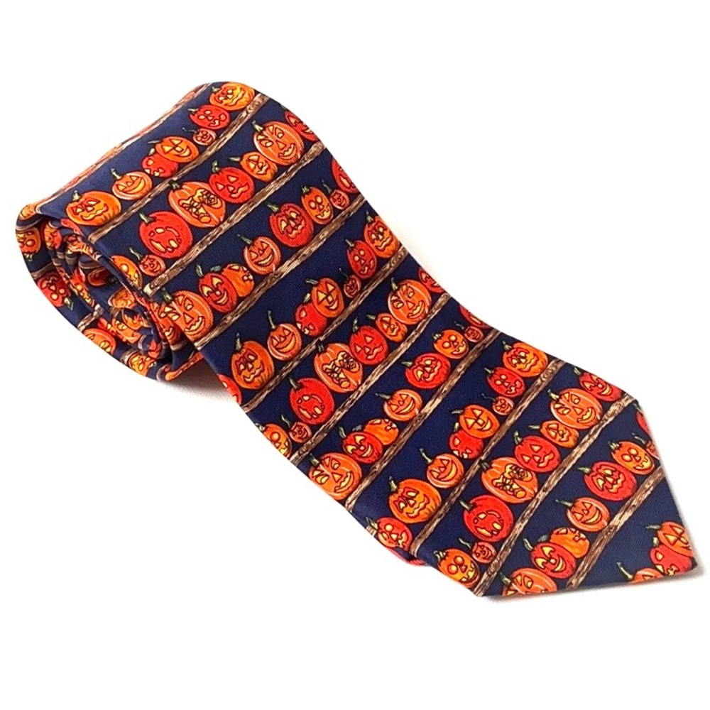 Alynn‎ Neckwear Orange Jack-O-Lantern men’s tie